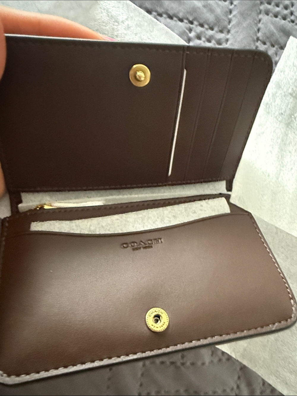 Coach Brown Leather Small Wallet with Gold C Accent - Picture 3 of 4